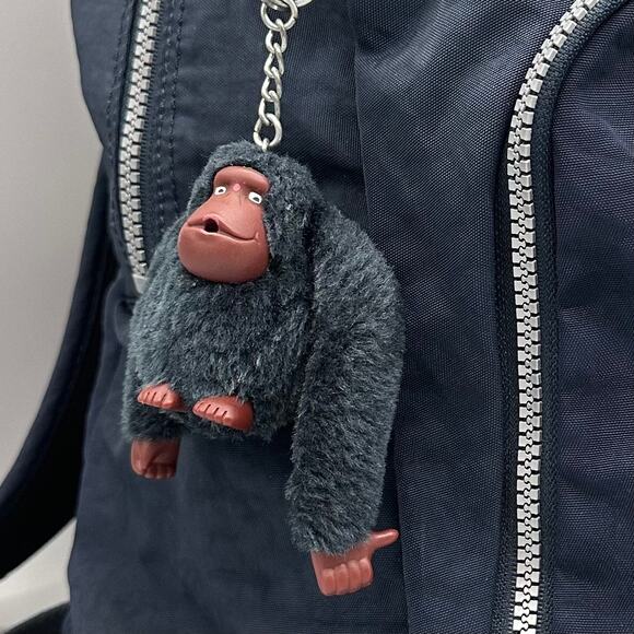 Kipling Large Unisex True Blue Backpack With Monkey Keychain Charm - Picture 3 of 12